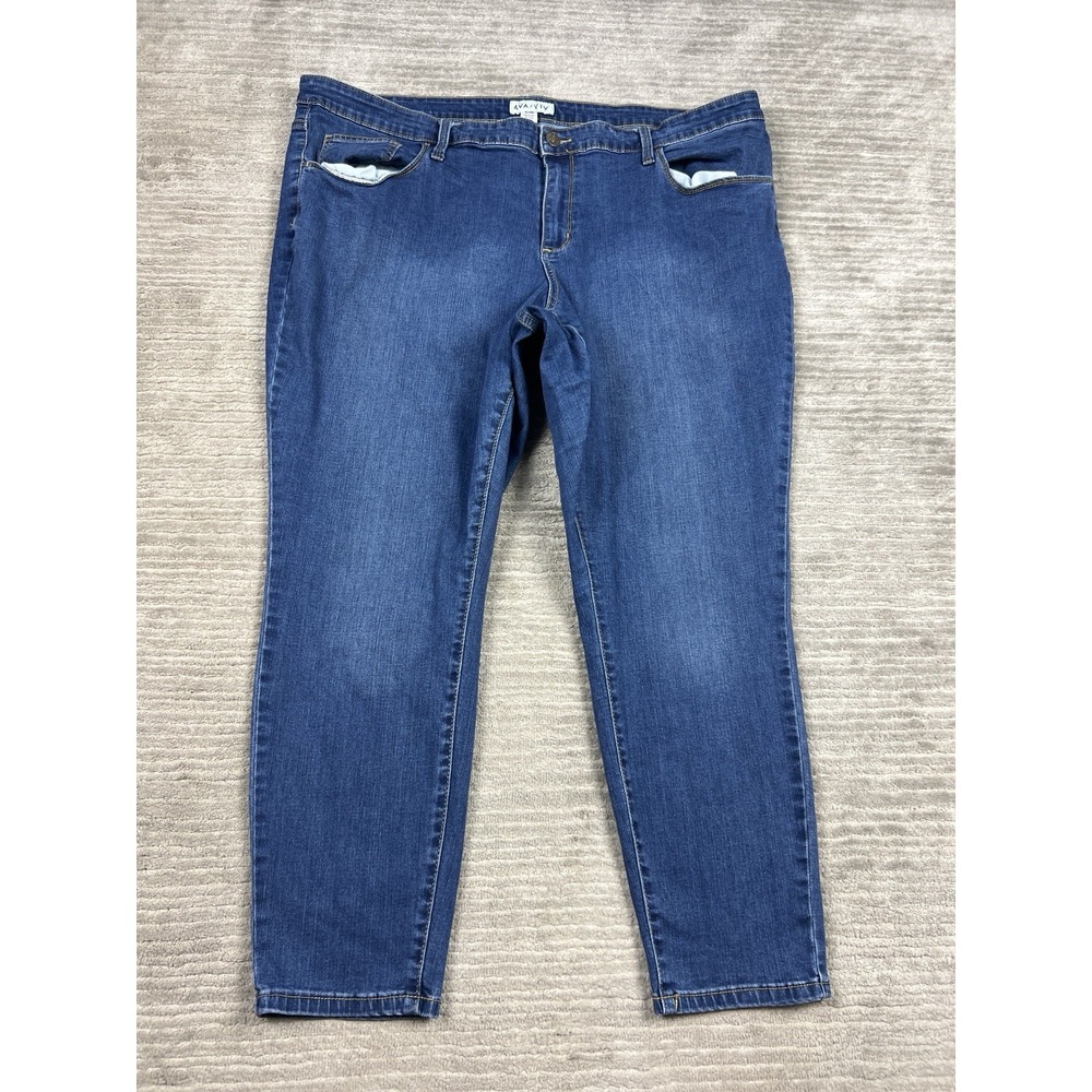 Ava & Viv Jeans Womens Plus 22W Blue Dark Wash Straight Leg Denim Pockets Casual